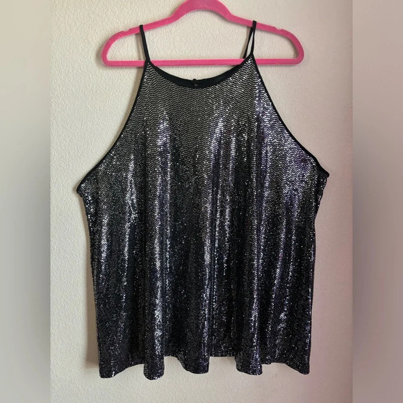 Torrid High Neck Metallic Sequin Tank 5 - Picture 4 of 9